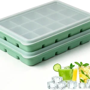 Ice Cube Trays with Lid, 2 Packs 30 Cubes Durable Stackable Flexible Silicone Ice Cube Trays for Freezer with Removable Silicone Lids for Baby Food